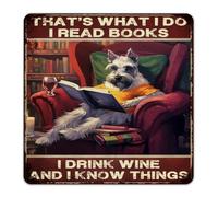That's What I Do I Read Books I Drink Wine Custom Metal Sign Fashion Chic Outside Wall Art Plaques Watercolor Dog Colorful Puppy Home Décor Aluminum Tin Signs for Backyard Dorm Outdoor 12x12