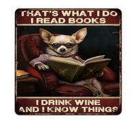 That's What I Do I Read Books I Drink Wine Custom Metal Sign Retro Cabin Wall Art Plaques Bibliophile Gifts Teacher Student Wall Decor Garage Signs for Business Office Dining Room 12x12