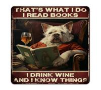 That's What I Do I Read Books I Drink Wine Metal Tin Sign 12x12 Decorative Cabin Outside Dining Room Wall Decorations Garage Signs Bookaholic Bookish Book Nerd' Gifts Wall Art Plaques for Bathroom