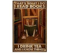 That'S What I Do I Read Books Rabbit Tea Poster Art Print Decor Home Wall Art Decor Metal Sign Poster 8x12 inches