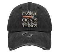 That's What I Do I Smoke Cigars and I Know Things Hat for Mens Baseball Caps Classic Washed Ball Cap Cotton, Allblack, One size