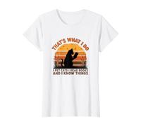 That's What I Do Pet Cats Read Books I Know Things Value Graphic T-Shirt, Women, White, M