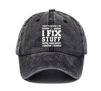 That's Whats I Do I Fix Stuff And I Know Things Baseball Caps for Men Adjustable Strapback Hats Distressed Dad Hats for Men Graphic Washed Denim Strapback Cap Hat