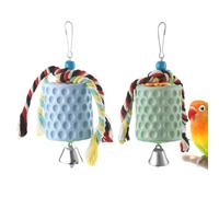 Thatyro 2 Pieces Bird Beak Grinding Stone, Bird Chew Toys Calcium Stone with Bell, Parrot Beak Grinding Toy Cage Accessories for Cockatiel Parakeet Budgie Lovebird Hamster Chinchilla (Blue & Green)