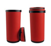 Thatyro 2 Pieces Leather Car Tissues Holder Cylinder with Window Breaker, Refillable Round Tissue Boxes for Car Cup Holder Container Fit Vehicle Home Office Bathroom Use (Red)