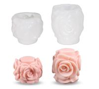 Thatyro 2 Pieces Pillar Rose Silicone Shape for Candles, Handmade Soy Wax Candle Making Tray for Valentine's Day Mother's Day Art Craft Home Decor Flower Bouquet Gifts Soap (2)