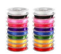 Thatyro 20 Rolls Colorful Bracelet String Kit, 0.8 mm Nylon Elastic Cord, Stretchy Beading Thread for Making Beads Jewelry Necklace Crafts Clay DIY Lanyard Crystal (656 Ft, 10 Colors) (A)