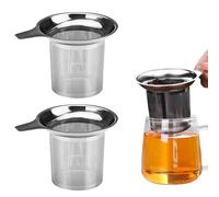 Thatyro 3 Pack Stainless Steel Tea Infuser, Fine Mesh Loose Leaf Tea Steeper Filter with Handle, Reusable Tea Strainer Holder Diffuser for Cup Pot Mug Glass (Silver)