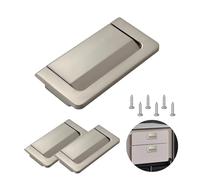 Thatyro 3 Packs 2.9" Invisible Drawer Flush Pull Handle with Screws, Zinc Alloy Concealed Flush Ring Pull, Hidden Recessed Furniture Grip Hardware for Cabinets Closets Cupboard Door (Silver)