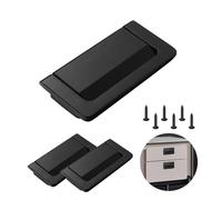 Thatyro 3 Packs 2.9" Invisible Drawer Flush Pull Handle with Screws, Zinc Alloy Concealed Flush Ring Pull, Hidden Recessed Furniture Grip Hardware for Cabinets Closets Cupboard Door (Black)
