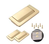 Thatyro 3 Packs 2.9" Invisible Drawer Flush Pull Handle with Screws, Zinc Alloy Concealed Flush Ring Pull, Hidden Recessed Furniture Grip Hardware for Cabinets Closets Cupboard Door (Golden)