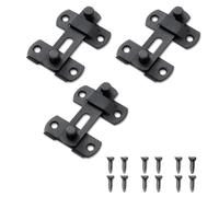 Thatyro 3 Packs Barn Door Lock, Stainless Steel Gate Flip Latch, Antique French Door Lock Hardware for Sliding Cabinet Fence Inside Bi-Fold Closet Bathroom Security (Black)