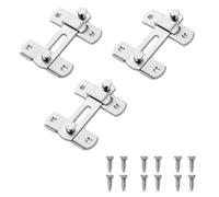 Thatyro 3 Packs Barn Door Lock, Stainless Steel Gate Flip Latch, Antique French Door Lock Hardware for Sliding Cabinet Fence Inside Bi-Fold Closet Bathroom Security (Silver)