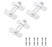 Thatyro 3 Packs Barn Door Lock, Stainless Steel Gate Flip Latch, Antique French Door Lock Hardware for Sliding Cabinet Fence Inside Bi-Fold Closet Bathroom Security (White)