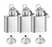 Thatyro 3 Pieces 1 Oz/30 ML Mini Stainless Steel Flask with Funnel, Portable Pocket Hip Flask with Keychain, Small Metal Whiskey Flask Wine Bottle for Men Women Liquor Weddings Parties (3)