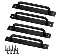 Thatyro 4 Pack Barn Door Handles Black, 6.3" Hole Center Gate Handle Heavy Duty, Aluminium Alloy Sliding Door Pull for Kitchen Cabinet Garage Shed Drawer Hardware Replacement (7.0"/180 MM)