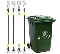 Thatyro 4 Pieces Bear Proof Trash Can Lid Lock with Accessories, Universal Outdoor Garbage Can Locks for Animals, Stainless Steel Wire Rope Trash Bin Latch for Squirrels Dogs Raccoon (Black)