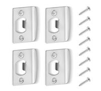 Thatyro 4 Pieces Stainless Steel Door Strike Plates with Screws, 2-1/4" x 1-7/16" Door Lock Latch Restorer Spacer, Universal Deadbolt Latch Strike Plate Repair Replacement for Home Office (Silver)