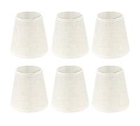 Thatyro 6 Packs Linen Small Lamp Shades Clip on Bulb 3.5" x 5.5" x 5.1", Mini Barrel Chandelier Lamp Shades for Candelabra Wall Bulbs Replacement, Home Decor Chandelier Lampshades (Style 1)