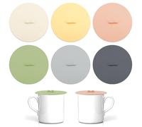 Thatyro 6 Pieces Silicone Cup Covers, 6 Colors Cute Multifunctional Round Mug Cover, Airtight Seal Universal Drink Lids for Coffee Glass Tea Wine Replacement (6)