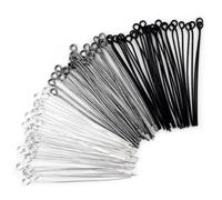Thatyro 600 Pieces Metal Wire Eye Pins, 2"/50 MM Long Eyepins, Open Straight Eye Pins for Jewelry Making Supplies Earring Findings DIY Bead (Silver,Gunmetal Black, Black)
