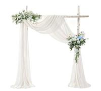 Thatyro 62.9" x 19.6 Ft White Wedding Arch Draping Fabric, Wrinkle-free Chiffon Sheer Drapes Fabric, Outdoor Wedding Drapery Panels (1 Panel)