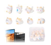 Thatyro 8 Pieces Mini Resin Cats with Clear Box, Cute Tiny Cat Figurines, Kitty Miniature Sculpture for DIY Crafts Cake Topper Micro Landscape Fairy Garden Office Home Decor