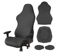 Thatyro Polyester Gaming Chair Cover Set, Stretchable Game Chair Slipcovers with 2 Armrest Covers, Scratch-Proof Gamer Desk Chair Covers for Computer Office Seat (Black)