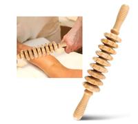 Thatyro Wooden Muscle Roller Stick, Beech Manual Lymphatic Massager Roller, Multifunctional Cellulite Massage Roller for Sculpting Body Therapy Fascia Back Belly (9 Roller, Straight)