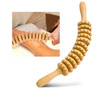 Thatyro Wooden Muscle Roller Stick, Beech Manual Lymphatic Massager Roller, Multifunctional Cellulite Massage Roller for Sculpting Body Therapy Fascia Back Belly (12 Roller, Curved)