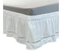 THAYLA 100-220 * 100cm King Size Lace White Bed Valance Elasticated Divan Skirt Double Lace Bed Ruffle Skirt Double Single Bed Valance Skirt