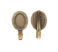 THAYLA 18 * 28MM 20pcs Bear Metal Hair Clips Tray Hair Barrettes Tray Hair Bobby Pins With Blank Tray Round Bezel Settings Trays for Hair Pin