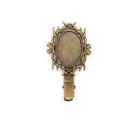 THAYLA 18 * 28MM 20pcs Bear Metal Hair Clips Tray Hair Barrettes Tray Hair Bobby Pins With Blank Tray Round Bezel Settings Trays for Hair Pin