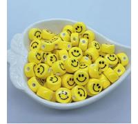 THAYLA 20/30/50pcs 15mm Smile Face Porcelain Beads Ceramic Beads for Jewelry Making Necklaces Bracelet Spacer Beads Craft Making