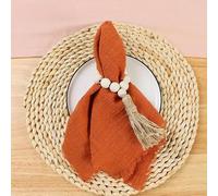 THAYLA 20/40/60/80pcs 30 * 30cm Army Green Boho Rustic Gauze Napkin Cheesecloth Napkins With Fringe For Party Black Napkins With Fringe