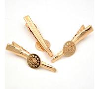 THAYLA 4.5CM 30pcs Gold Metal Hair Clips Tray Hair Barrettes Tray Hair Bobby Pins With Blank Tray Round Bezel Settings Trays for Hair Pin Diy