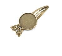 THAYLA 50 * 20MM 30pcs Round Metal Hair Clips Tray Hair Barrettes Tray Hair Bobby Pins With Blank Tray Round Bezel Settings Trays for Hair Pin