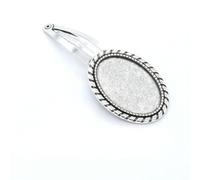 THAYLA 50 * 25MM 30pcs Oval Metal Hair Clips Tray Hair Barrettes Tray Hair Bobby Pins With Blank Tray Round Bezel Settings Trays for Hair Pin
