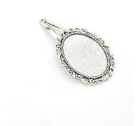 THAYLA 50 * 30MM 30pcs Oval Metal Hair Clips Tray Hair Barrettes Tray Hair Bobby Pins With Blank Tray Round Bezel Settings Trays for Hair Pin