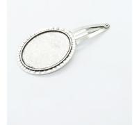 THAYLA 50 * 30MM 30pcs Oval Metal Hair Clips Tray Hair Barrettes Tray Hair Bobby Pins With Blank Tray Round Bezel Settings Trays for Hair Pin