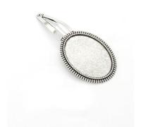 THAYLA 50 * 30MM 30pcs Oval Metal Hair Clips Tray Hair Barrettes Tray Hair Bobby Pins With Blank Tray Round Bezel Settings Trays for Hair Pin