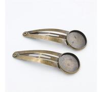 THAYLA 60 * 18MM 30pcs Silver Snap Hair Clips Tray Barrettes Tray Hair Bobby Pins With Blank Tray Round Bezel Settings Trays for Hair Pin DIY