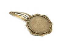 THAYLA 60 * 30MM 30pcs silver Metal Hair Clips Tray Hair Barrettes Tray Hair Bobby Pins With Blank Tray Round Bezel Settings Trays for Hair Pin