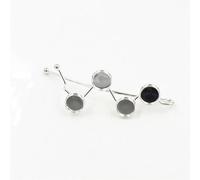 THAYLA 68 * 8/10MM 6pcs Silver Metal Hair Clips Tray Hair Barrettes Tray Hair Bobby Pins With Blank Tray Round Bezel Settings Trays for Hair Pin