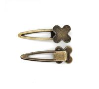 THAYLA 70 * 24MM 30pcs Flower Metal Hair Clips Tray Hair Barrettes Tray Hair Bobby Pins With Blank Tray Round Bezel Settings Trays for Hair Pin