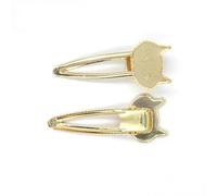 THAYLA 75 * 30MM 30pcs Cat Shape Metal Hair Clips Tray Hair Barrettes Tray Hair Bobby Pins With Blank Tray Round Bezel Settings Trays for Hair