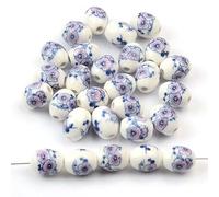 THAYLA 8 * 10mm 60pcs Handpainted Oval Flower Handmade Ceramic Beads Loose Spacer Beads for Jewelry Making Necklaces Bracelet Spacer Beads Craft Making