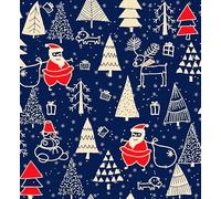 THAYLA Deer Printed Fabric Gift Wrap Cloth, Reusable Cotton Wrapping Sheet, Japanese Style 70x70cm Gift Wrap, Eco-Friendly Fabric Wrapping Cloth (1 or 2 Pieces) (Santa, 1pc)