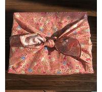 THAYLA Navy Stripe Printed Fabric Wrapping Cloth, 80x80CM, Reusable Cotton Gift Wrap Sheet, Japanese Style Gift Packaging, 1 or 2 Pieces Available (Apricot pink, 80 * 80cm 2PCS)