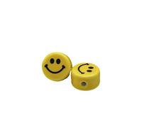 THAYLA Punk Yellow Smiley Porcelain Bead 20PCS 16 * 10MM Handmade Ceramic Beads Loose Spacer Beads for Jewelry Making Bracelet Craft Making